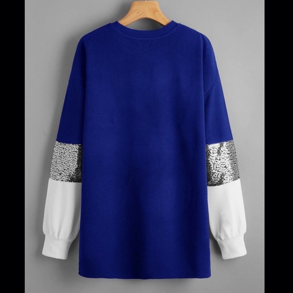 Shein contrast sequin panel colorblock longline pullover (XS) - Picture 7 of 7